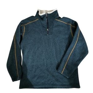 KUHL Europa 1/4 Zip Sweater Alfpaca Fleece Pullover Charcoal Men's XL Blue